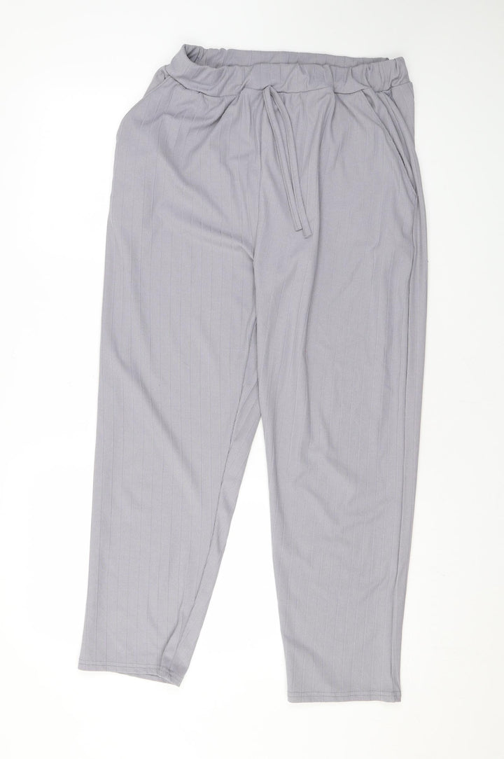 Misspap Womens Grey Polyester Trousers Size M L25 in Regular Drawstring