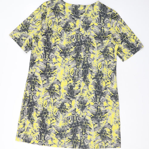 River Island Womens Yellow Animal Print Polyester A-Line Size 14 Round Neck Pullover - Snake Skin Print