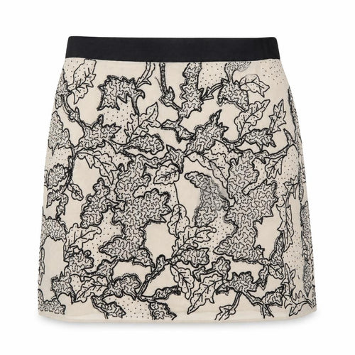 Modern Rarity Womens Beige Geometric Polyester A-Line Skirt Size 14 Zip - Beading