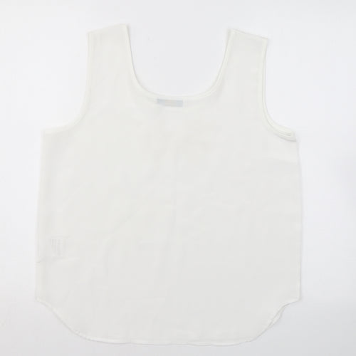 Heather Valley Womens White Polyester Basic Tank Size 12 Scoop Neck - Embroidery