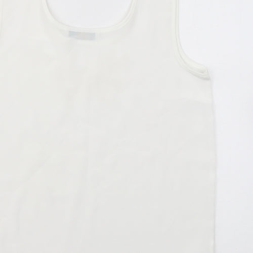 Heather Valley Womens White Polyester Basic Tank Size 12 Scoop Neck - Embroidery