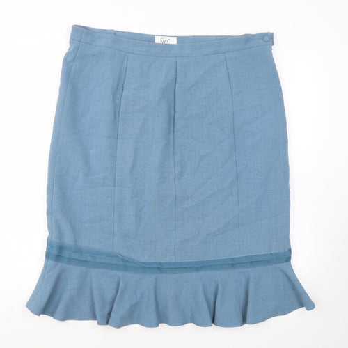 Klass Womens Blue Polyester Straight & Pencil Skirt Size 16 Zip