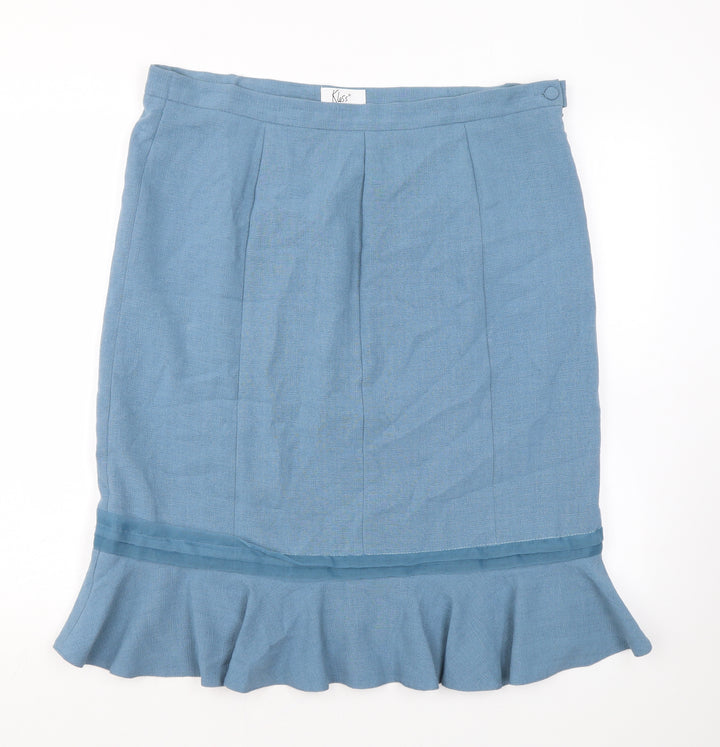 Klass Womens Blue Polyester Straight & Pencil Skirt Size 16 Zip