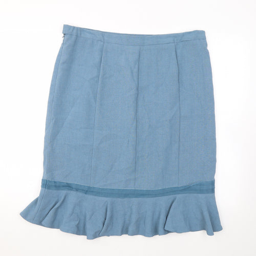 Klass Womens Blue Polyester Straight & Pencil Skirt Size 16 Zip