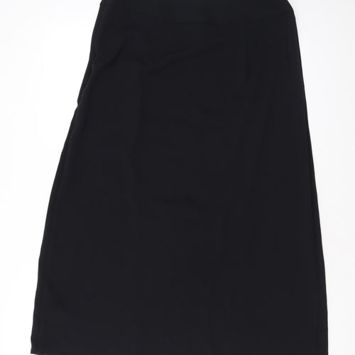 Marks and Spencer Womens Black Polyester A-Line Skirt Size 12 Zip