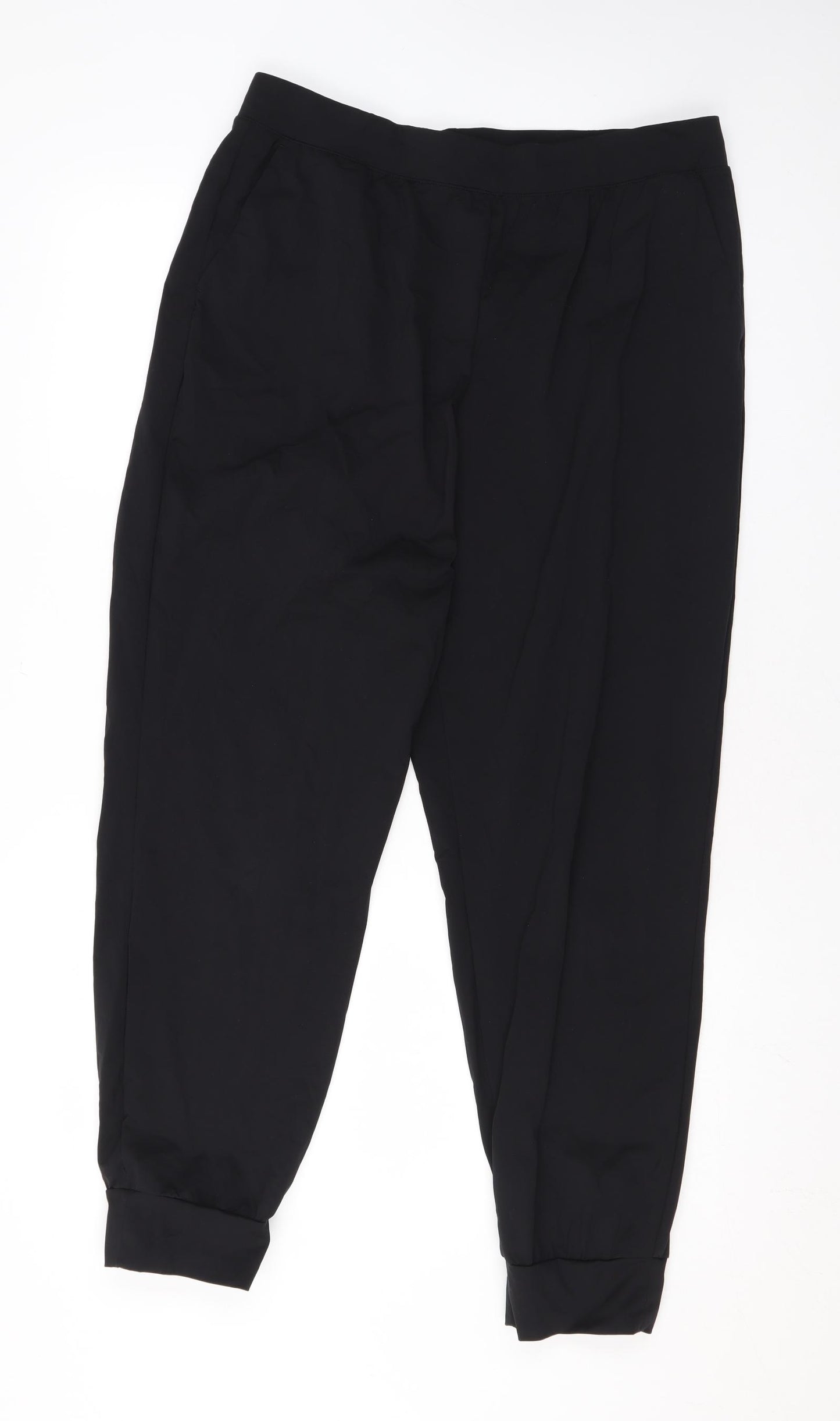 Uniqlo Mens Black Polyester Jogger Trousers Size XL L28 in Regular Drawstring