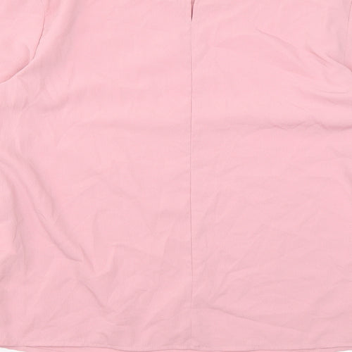Pieces Womens Pink Polyester Basic Blouse Size S Round Neck - Lace