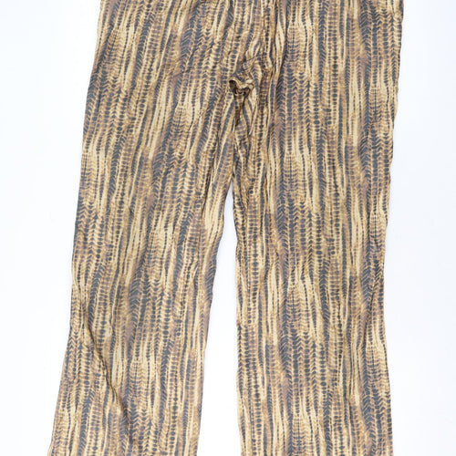 Platinum Womens Brown Animal Print Cotton Trousers Size 14 L30 in Regular Zip - Snake Skin Print