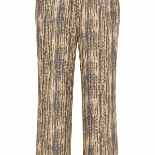 Platinum Womens Brown Animal Print Cotton Trousers Size 14 L30 in Regular Zip - Snake Skin Print