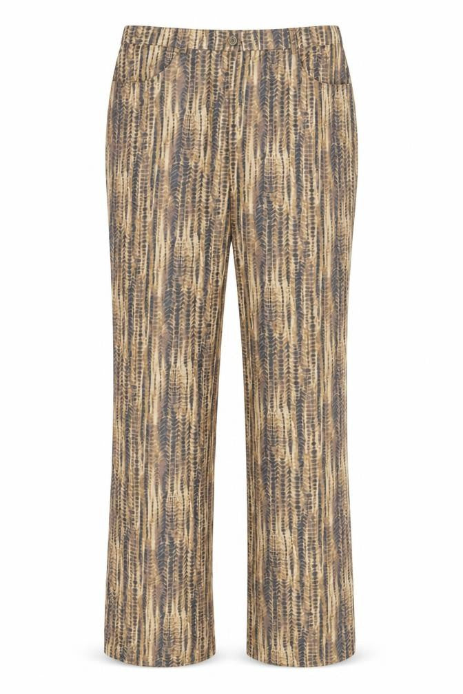 Platinum Womens Brown Animal Print Cotton Trousers Size 14 L30 in Regular Zip - Snake Skin Print