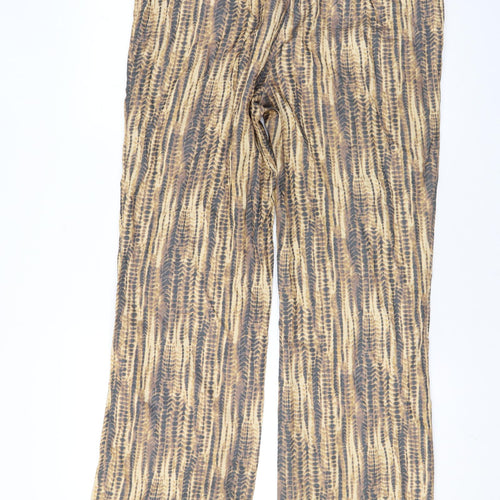 Platinum Womens Brown Animal Print Cotton Trousers Size 14 L30 in Regular Zip - Snake Skin Print