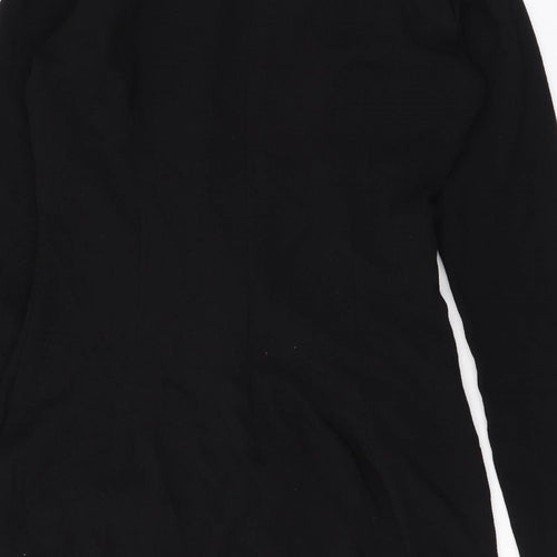 H&M Womens Black Polyester A-Line Size L Round Neck Zip