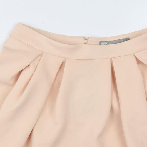 ASOS Womens Pink Polyester Skater Skirt Size 8 Zip