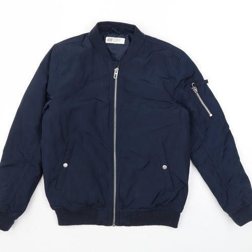 H&M Boys Blue Rain Coat Coat Size 6 Years Zip