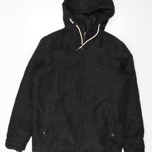 JACK & JONES Mens Black Rain Coat Coat Size S Zip