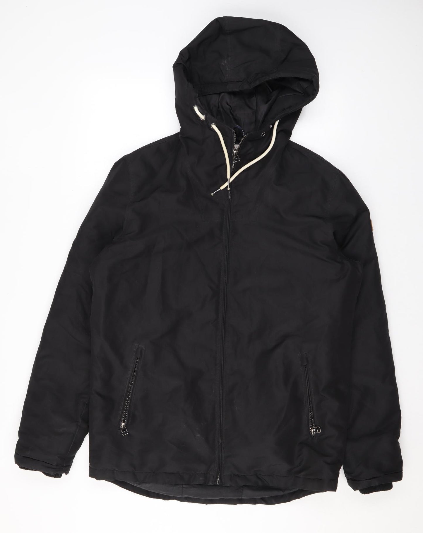JACK & JONES Mens Black Rain Coat Coat Size S Zip