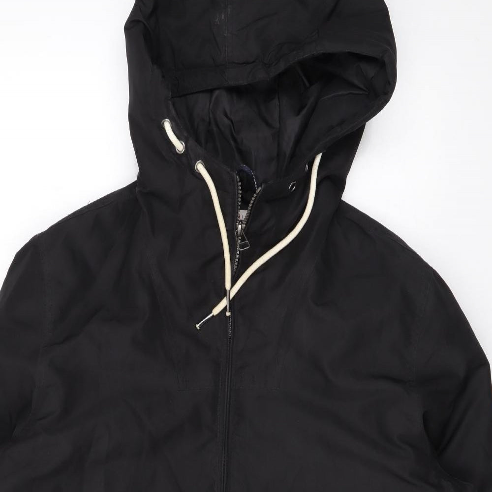 JACK & JONES Mens Black Rain Coat Coat Size S Zip
