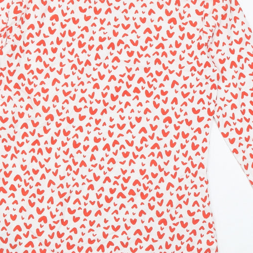 Marks and Spencer Womens White Geometric Cotton Basic Blouse Size 10 Boat Neck - Heart print