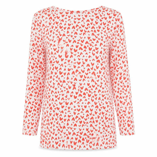 Marks and Spencer Womens White Geometric Cotton Basic Blouse Size 8 Boat Neck - Heart print