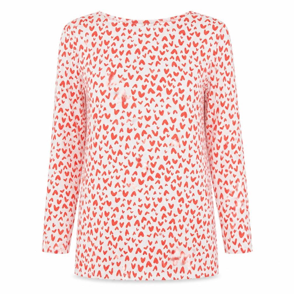 Marks and Spencer Womens White Geometric Cotton Basic Blouse Size 8 Boat Neck - Heart print