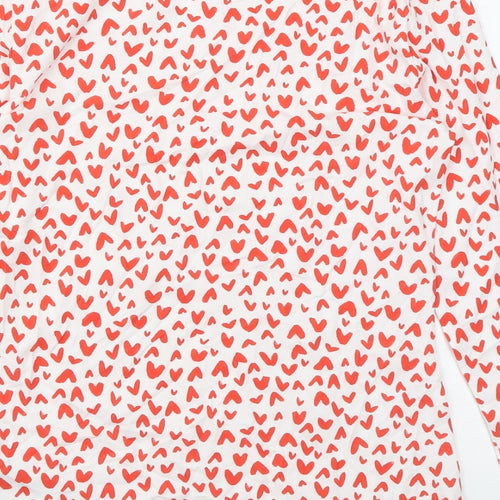 Marks and Spencer Womens White Geometric Cotton Basic Blouse Size 8 Boat Neck - Heart print