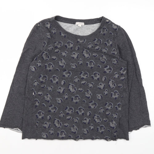 Gap Womens Grey Animal Print Cotton Pullover Sweatshirt Size S Pullover - Leopard Print