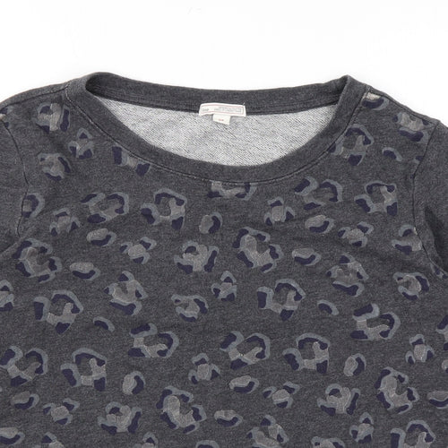 Gap Womens Grey Animal Print Cotton Pullover Sweatshirt Size S Pullover - Leopard Print