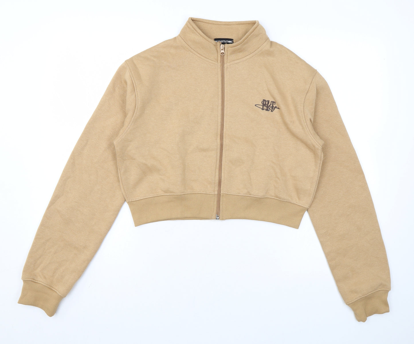 PRETTYLITTLETHING Womens Brown Cotton Full Zip Sweatshirt Size 16 Zip