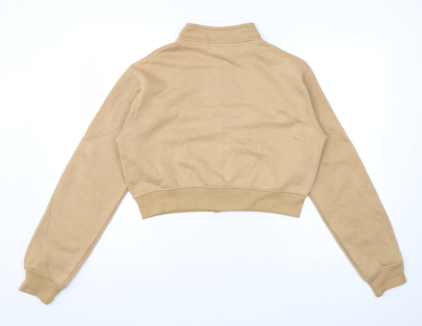 PRETTYLITTLETHING Womens Brown Cotton Full Zip Sweatshirt Size 16 Zip