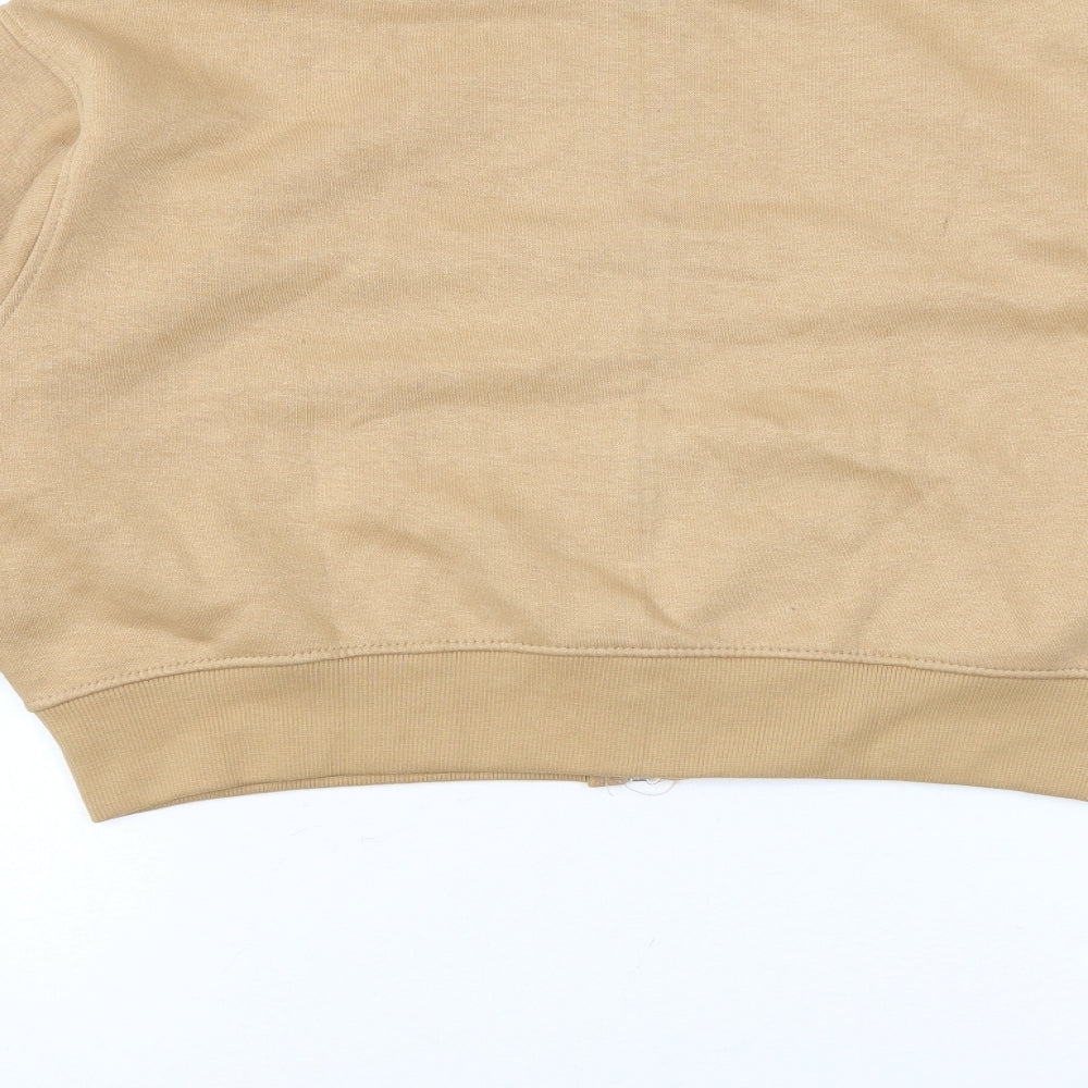 PRETTYLITTLETHING Womens Brown Cotton Full Zip Sweatshirt Size 16 Zip
