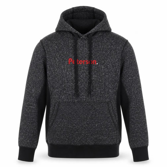 Front view of Paterson men’s grey cotton pullover hoodie, size S