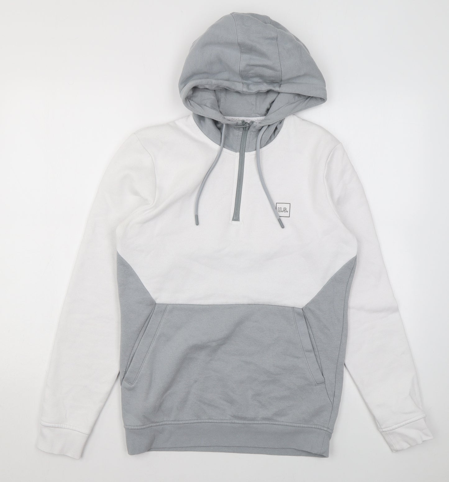 U.S Mens Grey Cotton Pullover Hoodie Size XS