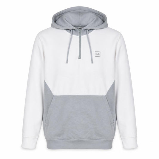 Front view of U.S men’s grey cotton pullover hoodie, size XS