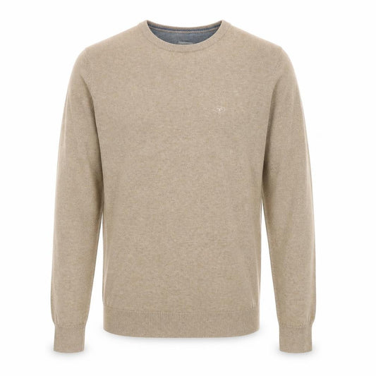 Front view of Tom Tailor men’s brown round neck cotton jumper, size S, long sleeve