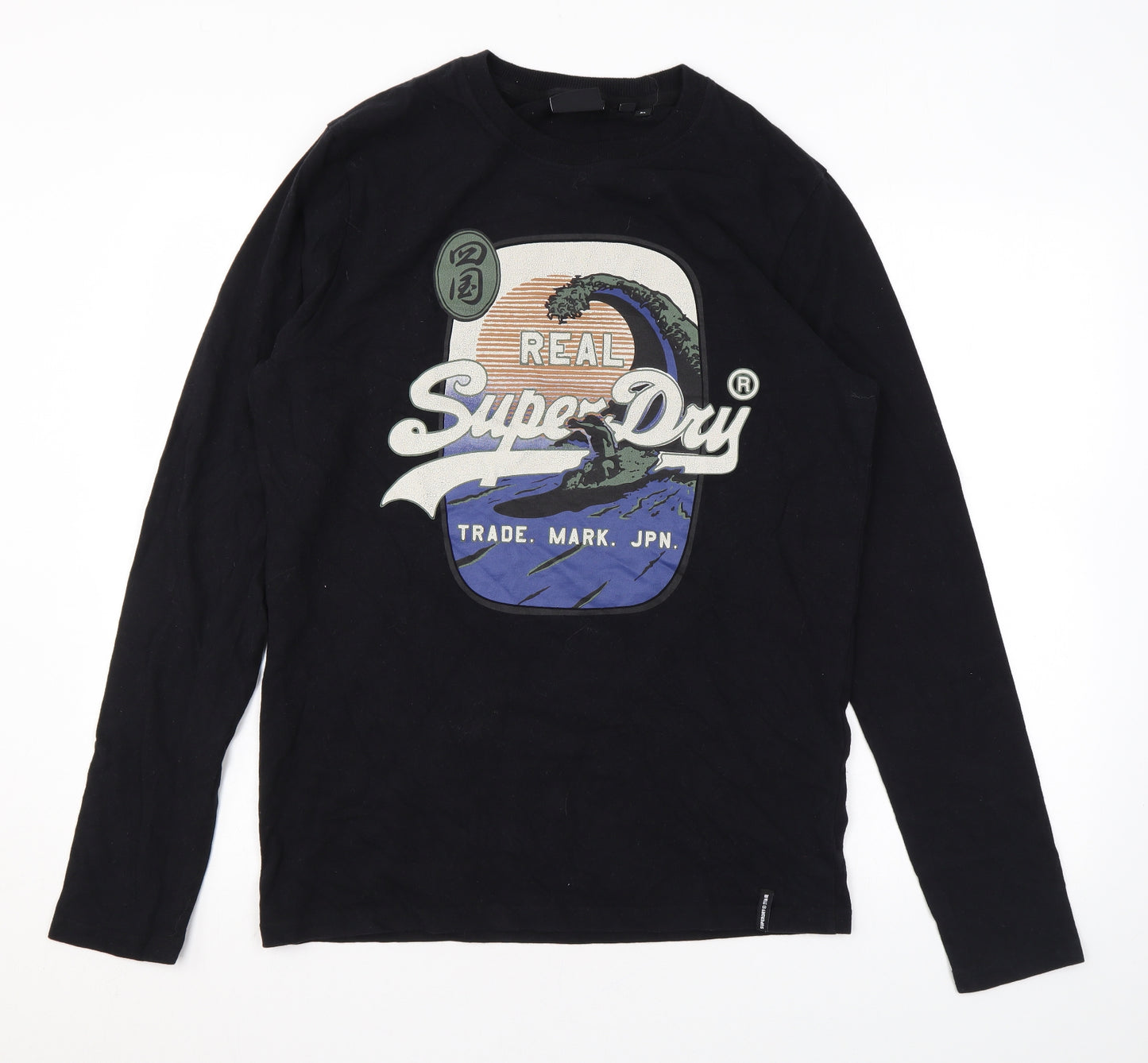 Superdry Mens Black Cotton Pullover Sweatshirt Size XL - Logo