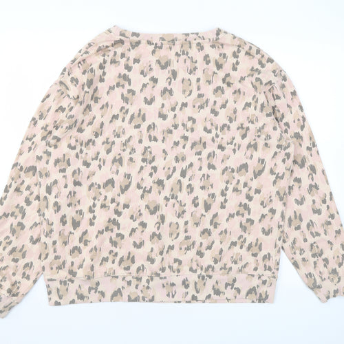 Hush Womens Pink Animal Print Cotton Pullover Sweatshirt Size M Pullover - Leopard Print