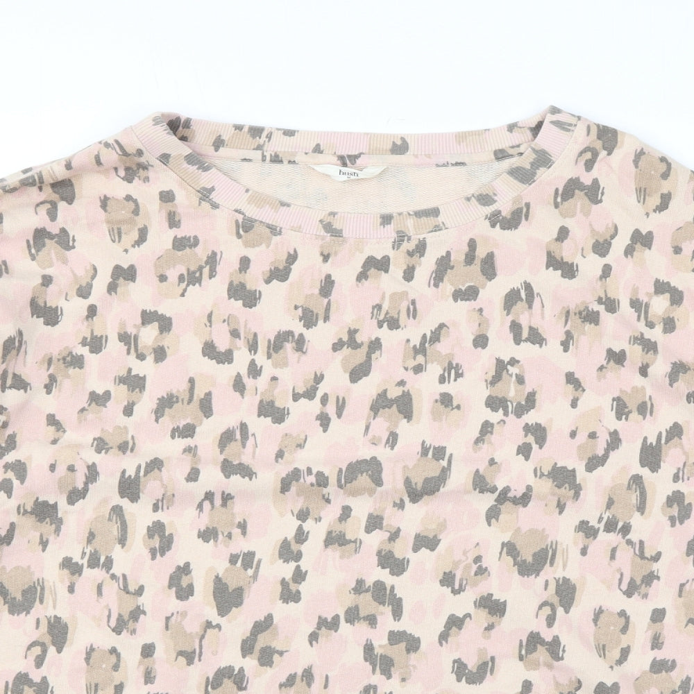 Hush Womens Pink Animal Print Cotton Pullover Sweatshirt Size M Pullover - Leopard Print