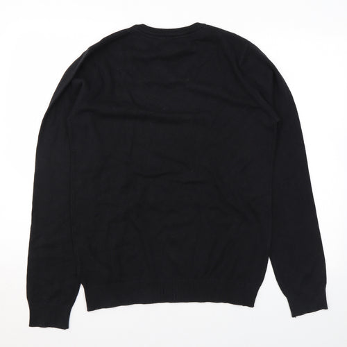 Marks and Spencer Boys Black V-Neck Cotton Pullover Jumper Size 15-16 Years Pullover