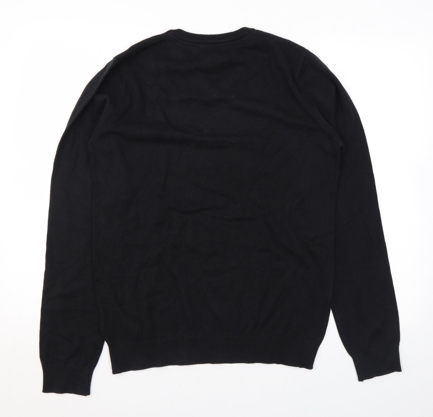 Marks and Spencer Boys Black V-Neck Cotton Pullover Jumper Size 15-16 Years Pullover