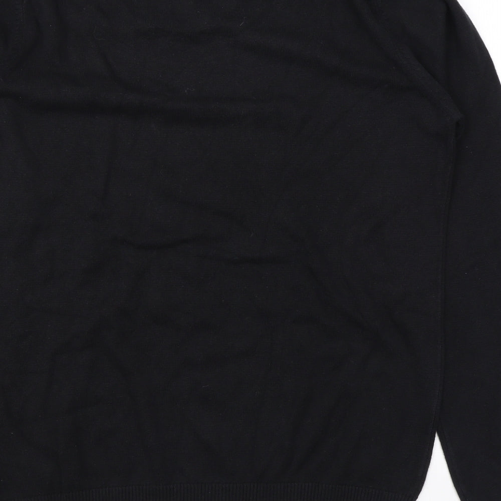 Marks and Spencer Boys Black V-Neck Cotton Pullover Jumper Size 15-16 Years Pullover