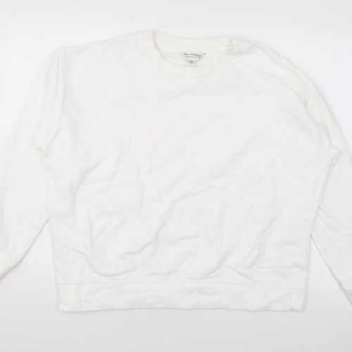 Miss Selfridge Womens White Cotton Pullover Sweatshirt Size L Pullover