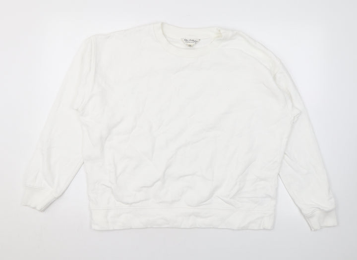 Miss Selfridge Womens White Cotton Pullover Sweatshirt Size L Pullover