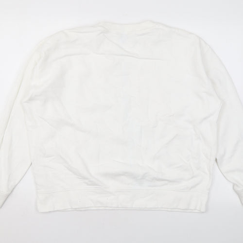 Miss Selfridge Womens White Cotton Pullover Sweatshirt Size L Pullover
