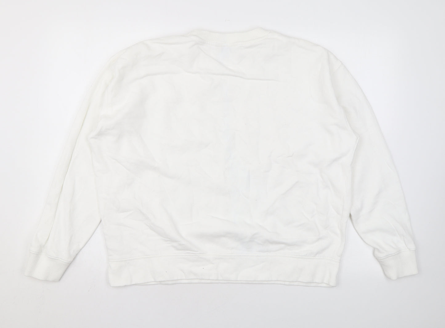Miss Selfridge Womens White Cotton Pullover Sweatshirt Size L Pullover