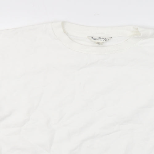 Miss Selfridge Womens White Cotton Pullover Sweatshirt Size L Pullover
