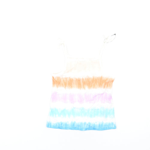 Marks and Spencer Girls Multicoloured Cotton Basic Tank Size 5-6 Years Square Neck Pullover