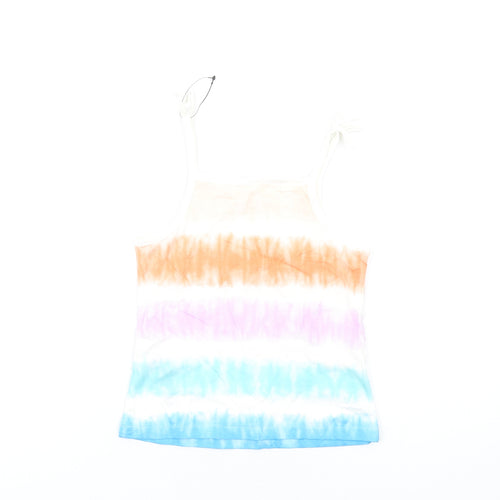 Marks and Spencer Girls Multicoloured Cotton Basic Tank Size 5-6 Years Square Neck Pullover