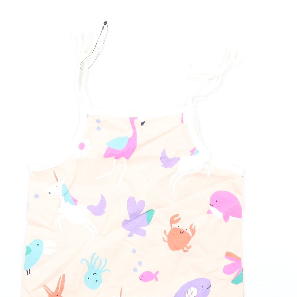 Marks and Spencer Girls Multicoloured Geometric Cotton Basic Tank Size 2-3 Years Square Neck Pullover