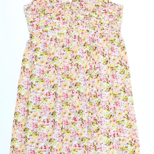 Marks and Spencer Womens Multicoloured Floral Polyester A-Line Size 18 Halter Zip