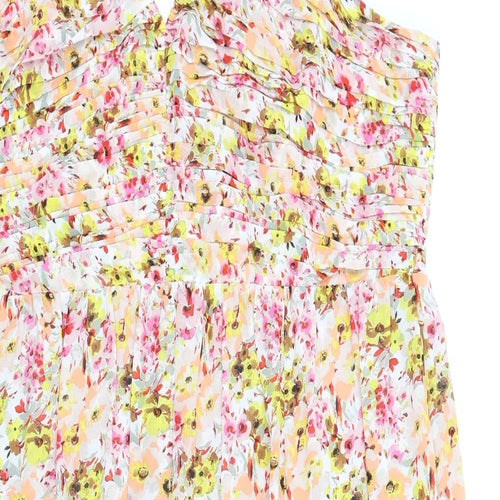 Marks and Spencer Womens Multicoloured Floral Polyester A-Line Size 18 Halter Zip